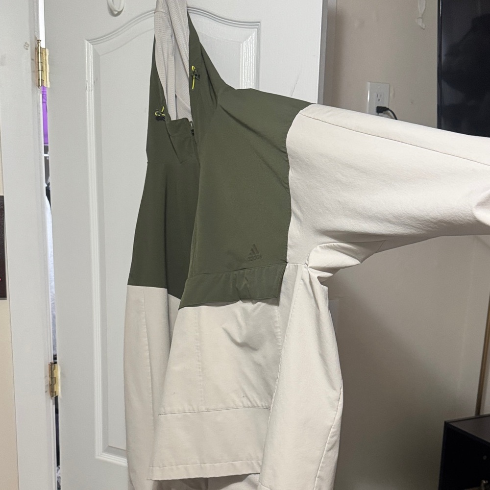adidas Two-Tone Olive and Cream Hooded Pullover